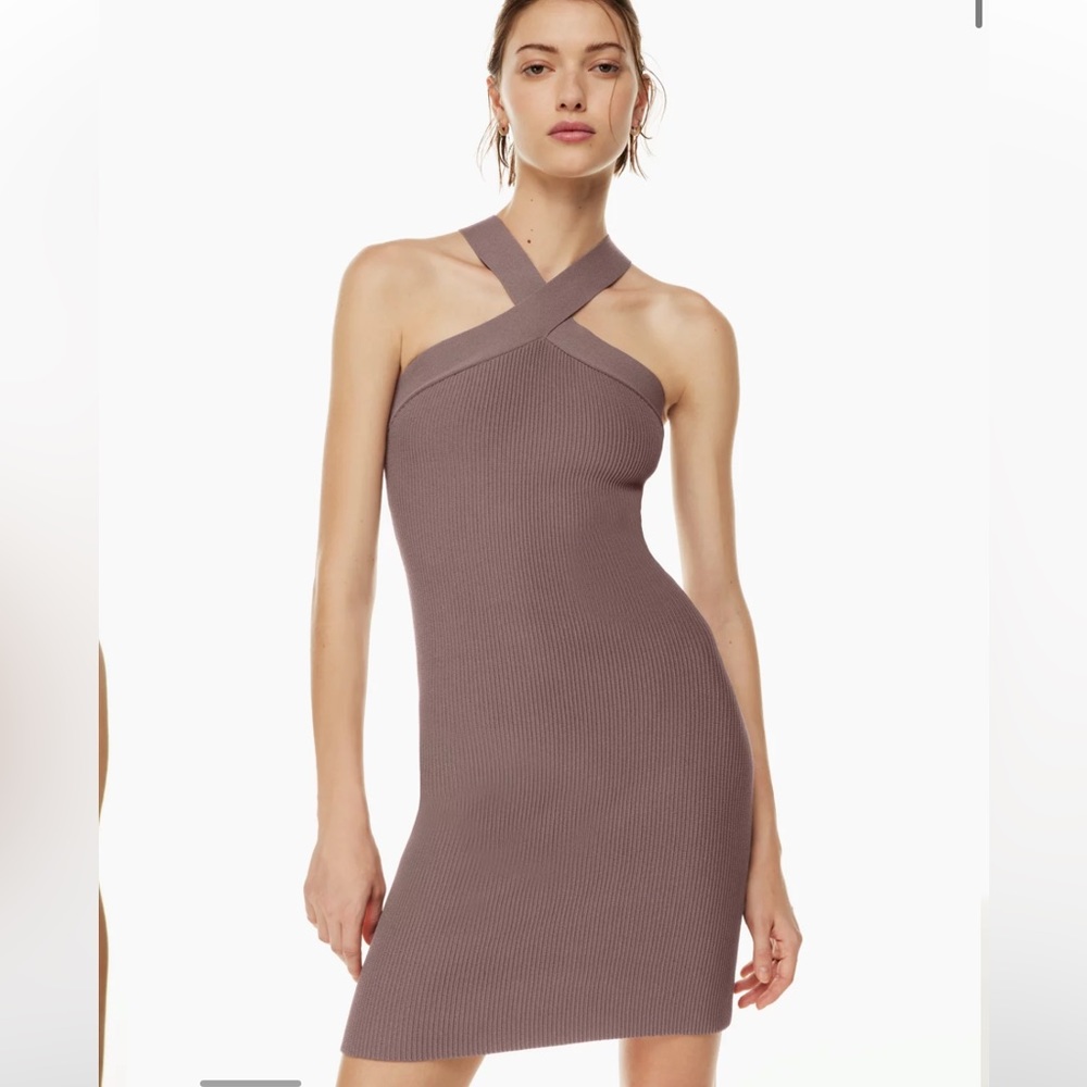 aritzia babaton sculpt knit criss cross mini dress